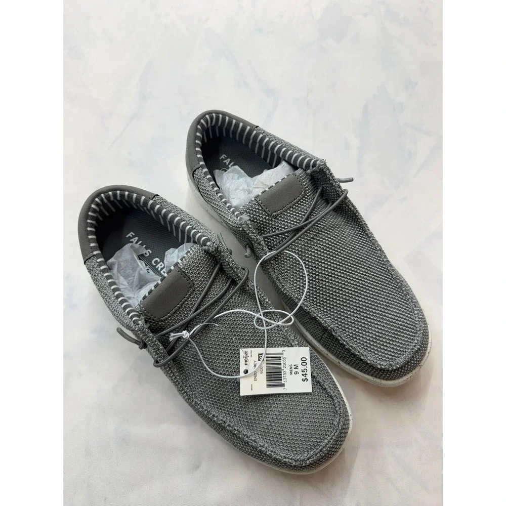 FALLS CREEK $45 Mens 9 Gray White Enzo Slip On Casual Memory Foam Shoes FC2